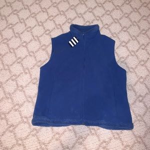 Lands end blue Sherpa fleece vest NWT